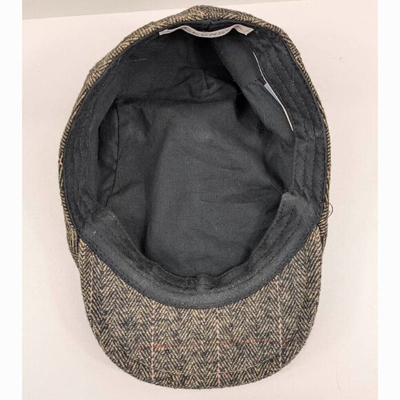 Dockers Flat Cap Mens Small Medium Brown Plaid Wool Blend Driver Newsboy Cabbie - Picture 6 of 7